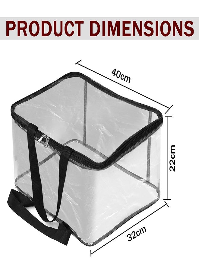 TULMAN 28 L Multipurpose Transparent Storage Bag for Clothes, Sarees & Organizing - 40x32x22 cm - Set of 4 - PVC Packing Organizer - Image 2